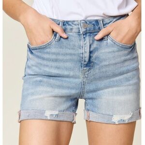 Judy Blue High Waist Rolled Denim Shorts Sz S